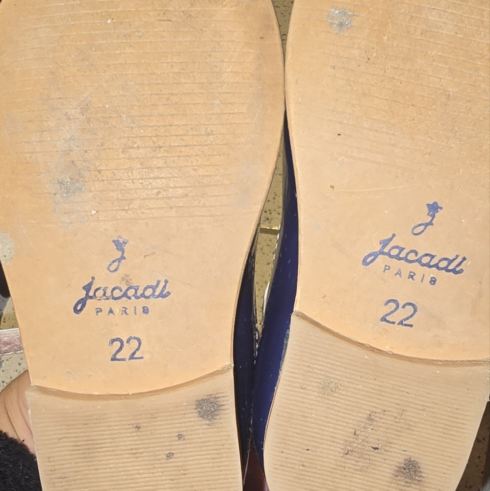 Jacadi Navy and White T-Strap Kids Dress Shoes - Picture 3 of 3